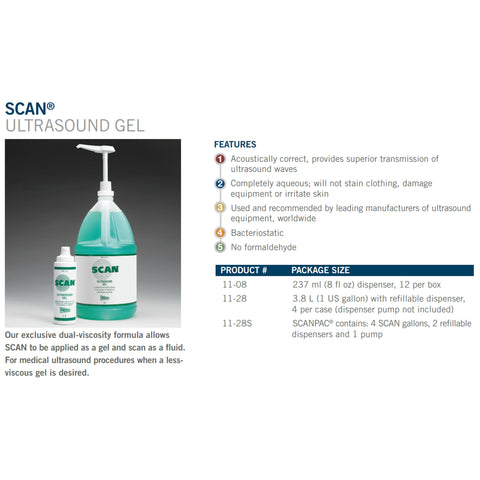 Ultrasound Gel Scan® Medium Viscosity 1 gal. Bottle NonSterile #11-28