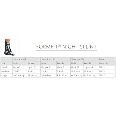 Night Splint Ossur® Formfit® Medium Adjustable Strap / Buckle Closure Foot #50025