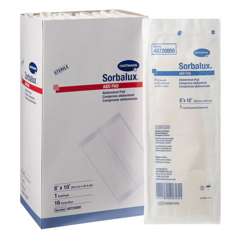 Abdominal Pad Sorbalux® ABD Nonwoven Cellulose 1-Ply Rectangle Sterile