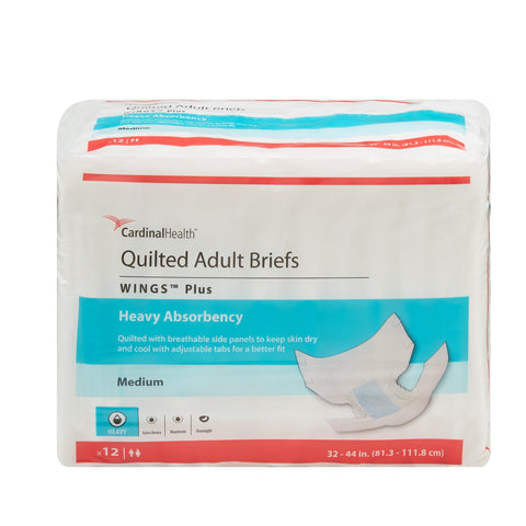 Incontinence Brief Wings™ Plus Quilted Adult Medium Unisex Disposable Heavy Absorbency #66033