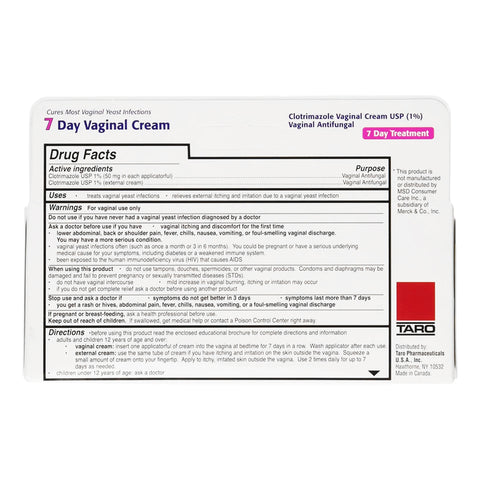 Vaginal Antifungal 1% Strength Cream 1.5 oz. Tube #51672200306