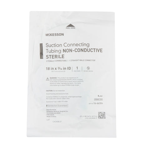 McKesson Suction Tubing Clear 1/4 Inch I.D. 10 Foot Length PVC Sterile #16-66304