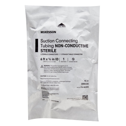 McKesson Suction Tubing Clear 1/4 Inch I.D. 6 Foot Length PVC Sterile #16-66305