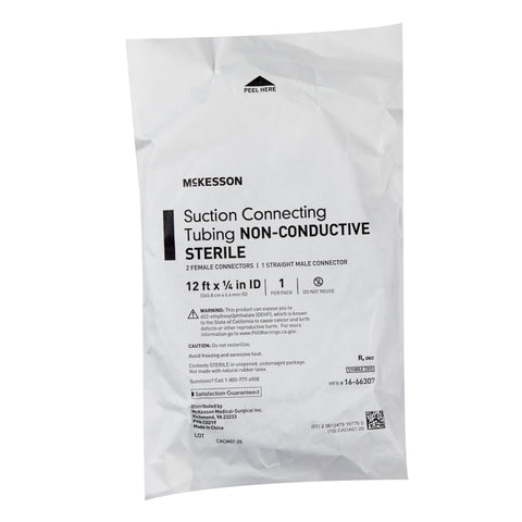 McKesson Suction Tubing Clear 1/4 Inch I.D. 12 Foot Length Non-Conductive Plastic Sterile #16-66307