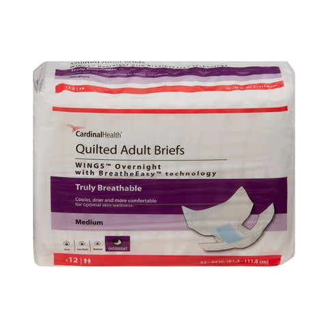 Incontinence Brief Wings™ Overnight Quilted Adult Medium Unisex Disposable Heavy Absorbency #67033