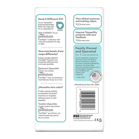 Absorbent Underwear Tranquility® Essential Pull On with Tear Away Seams Adult Small Unisex Disposable Heavy Absorbency #2604