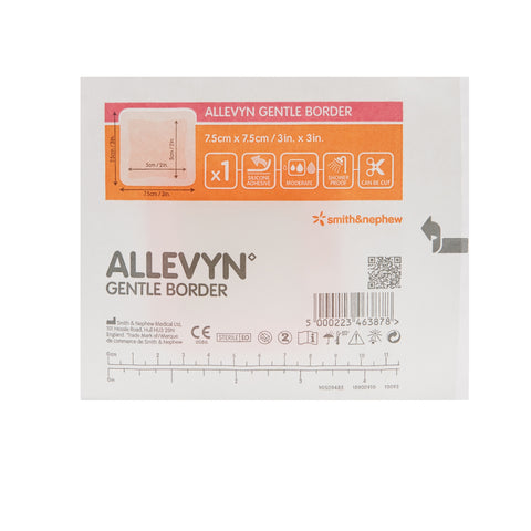 Smith & Nephew Foam Dressing Allevyn Gentle Border 3 X 3 Inch With Border Film Backing Silicone Gel Adhesive Square Sterile #66800276