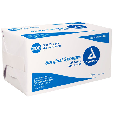 Gauze Sponge Dynarex® Gauze 8-Ply 3 X 3 Inch Square NonSterile