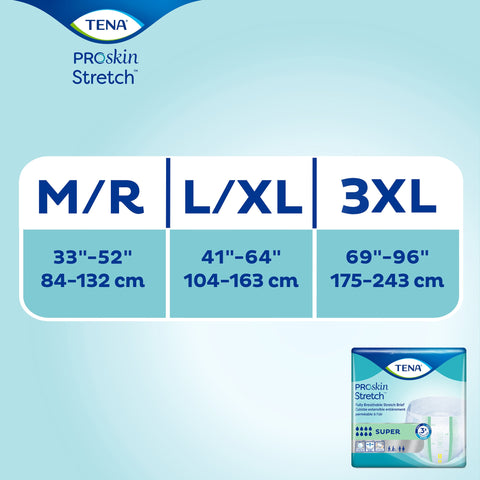 Incontinence Brief TENA ProSkin Stretch™ Super Adult Large / X-Large Unisex Disposable Heavy Absorbency #67903