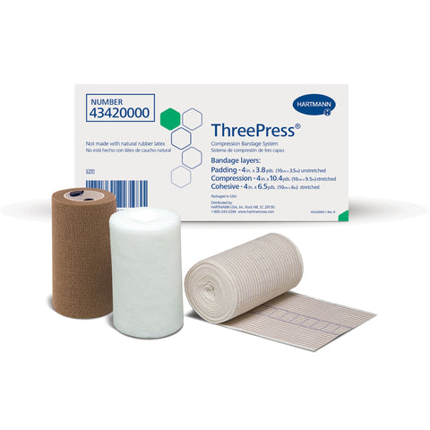 3 Layer Compression Bandage System ThreePress® Multiple Sizes 35 to 40 mmHg Self-adherent Closure Tan / White NonSterile