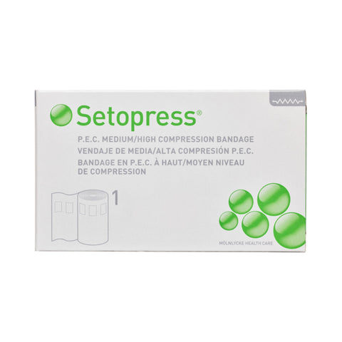 Compression Bandage Setopress® 4 Inch X 4 Yard High Compression Safety Pin Closure White NonSterile