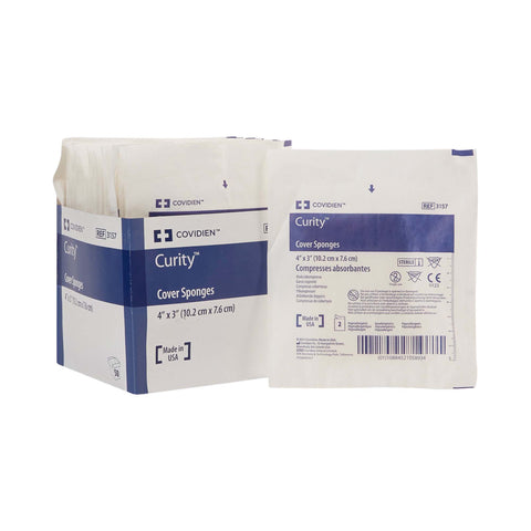 Nonwoven Sponge Curity™ Nonwoven Cellulose 4-Ply 3 X 4 Inch Rectangle Sterile