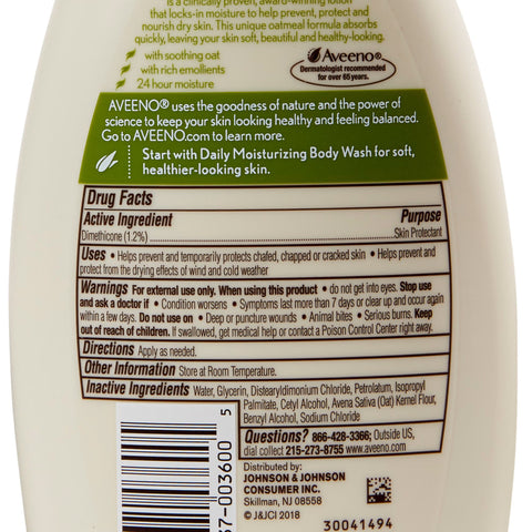 Hand and Body Moisturizer Aveeno® 12 oz. Pump Bottle Unscented Lotion #100360000