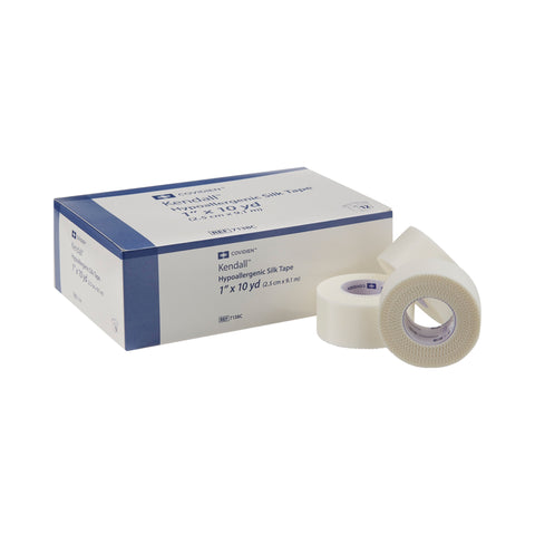Medical Tape Kendall™ Hypoallergenic Silk Easy Tear Silk-Like Cloth  White NonSterile