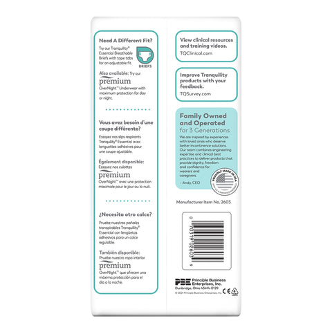 Absorbent Underwear Tranquility® Essential Pull On with Tear Away Seams Adult X-Small Unisex Disposable Heavy Absorbency #2603