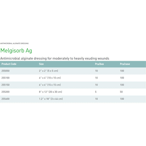 Molnlycke Silver Alginate Dressing Melgisorb® Ag 4 X 4 Inch Square Sterile #255100