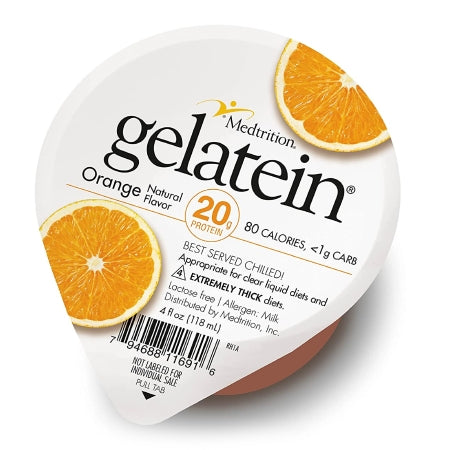 Oral Supplement Gelatein® Orange Flavor Gel 4 oz. Cup