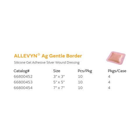 Smith & Nephew Silver Foam Dressing Allevyn Ag Gentle Border 3 X 3 Inch Square Sterile #66800452