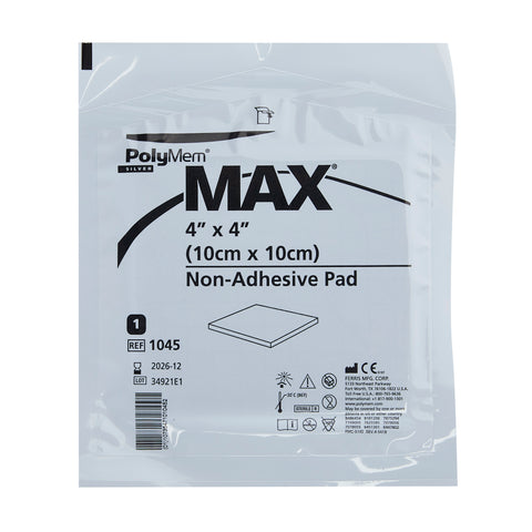 Ferris Manufacturing Silver Foam Dressing PolyMem® MAX 4 X 4 Inch Square Sterile #1045