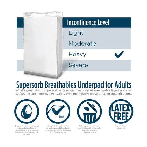 Disposable Underpad Attends® Supersorb Advanced Low Air Loss and Repositioning 23 X 36 Inch Dry-Lock® Core Heavy Absorbency #ASB-2336