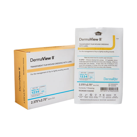 Transparent Film Dressing DermaView II™ 2-3/7 X 2-3/4 Inch Frame Style Delivery Rectangle Sterile #00252E