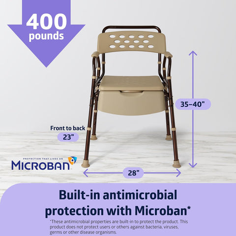 Medline Bedside Commode with Microban #MDS89664ELMB