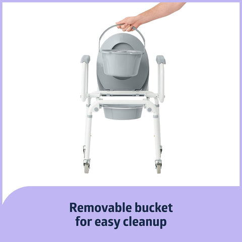 Medline Aluminum Drop-Arm Commode with 4 Locking Casters #G1-506DWX1