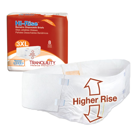 Incontinence Brief Tranquility® HI-Rise™ Bariatric Adult 3X-Large Unisex Disposable Heavy Absorbency #2192