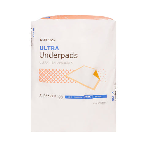 Disposable Underpad McKesson Ultra 36 X 36 Inch Fluff / Polymer Heavy Absorbency #UPHV3636