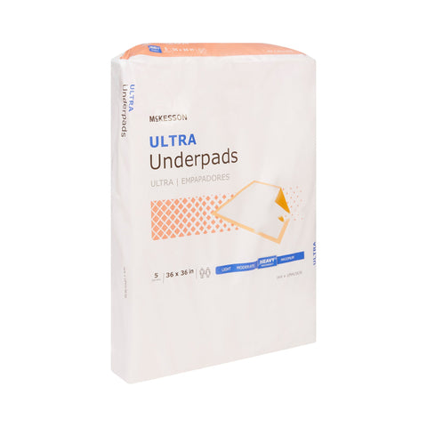 Disposable Underpad McKesson Ultra 36 X 36 Inch Fluff / Polymer Heavy Absorbency #UPHV3636