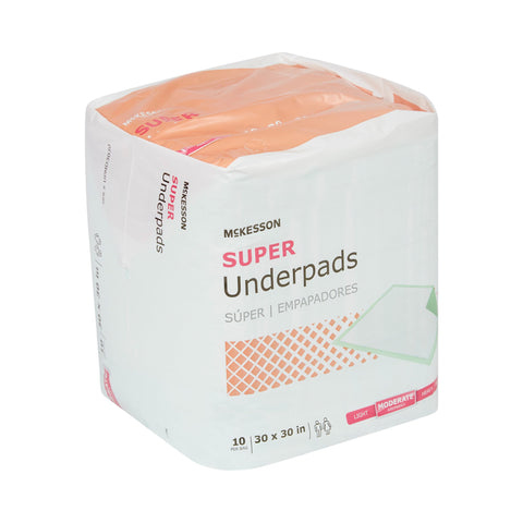 Disposable Underpad McKesson Super 30 X 30 Inch Fluff / Polymer Moderate Absorbency #UPMD3030