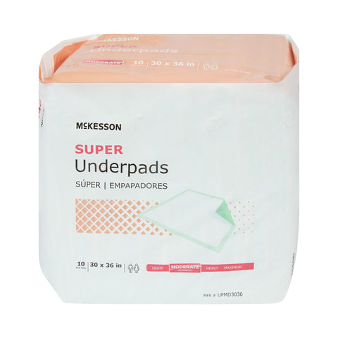 Disposable Underpad McKesson Super 30 X 36 Inch Fluff / Polymer Moderate Absorbency #UPMD3036