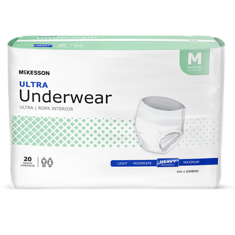 Absorbent Underwear McKesson Ultra Pull On with Tear Away Seams Adult Medium Unisex Disposable Heavy Absorbency #UWBMD