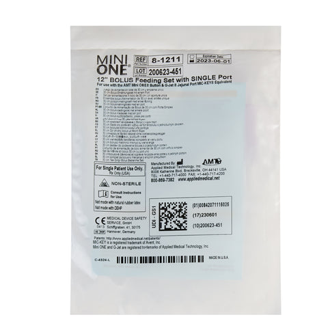 Straight Connector with Bolus Adapter Mini ONE® 12 Inch, Purple For Balloon and Non-Balloon Button Mini ONE® Enteral Feeding Extension Sets #8-1211