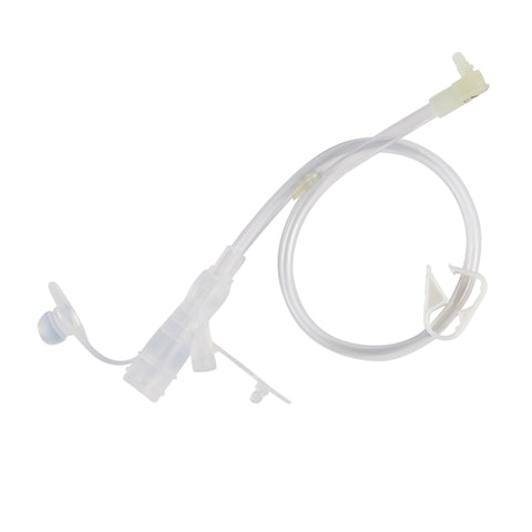 Right Angle Connector with Y-Port Adapter Mini ONE® 12 Inch, Clear For Balloon and Non-Balloon Button Mini ONE® Enteral Feeding Extension Sets #8-1222