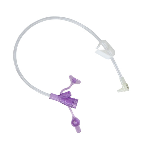 Right Angle Connector with Y-Port Adapter Mini ONE® 12 Inch, Purple For Balloon and Non-Balloon Button Mini ONE® Enteral Feeding Extension Sets #8-1255