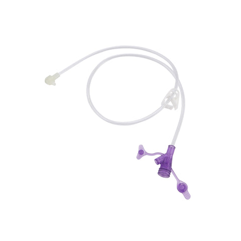 Right Angle Connector with Y-Port Adapter Mini ONE® 24 Inch, Purple For Balloon and Non-Balloon Button Mini ONE® Enteral Feeding Extension Sets #8-2455