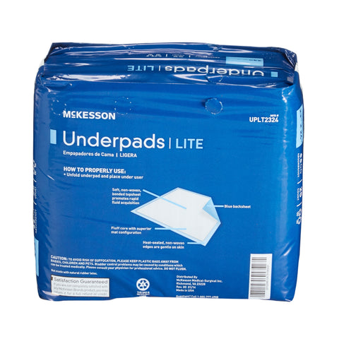 Disposable Underpad McKesson Classic Plus 23 X 24 Inch Fluff Mat Light Absorbency #UPLT2324