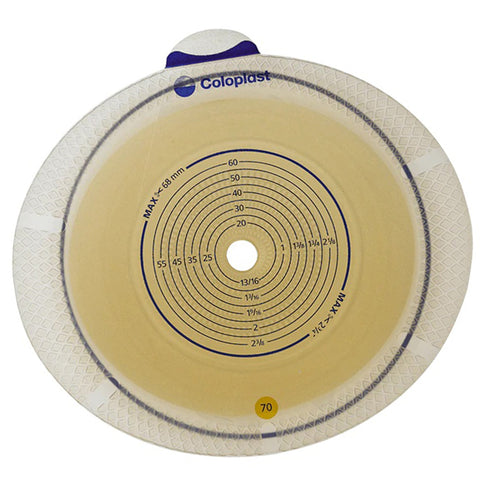 Coloplast Ostomy Barrier 10106 SenSura® Flex Xpro Trim to Fit, Standard Wear Double Layer Adhesive 70 mm Flange Yellow Code System 3/8 to 2-3/4 Inch Opening