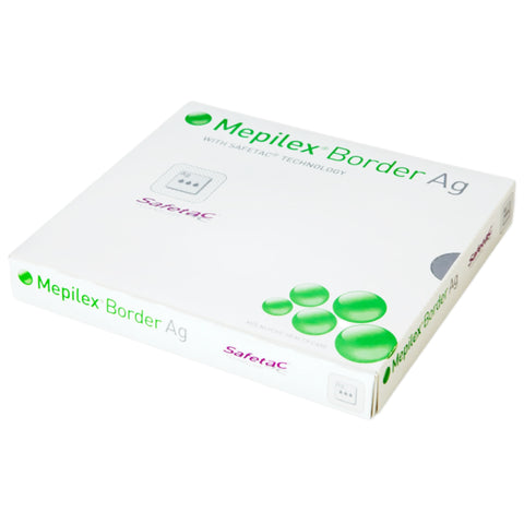 Molnlycke Silver Foam Dressing Mepilex® Border Ag 4 X 4 Inch Square Sterile #395390
