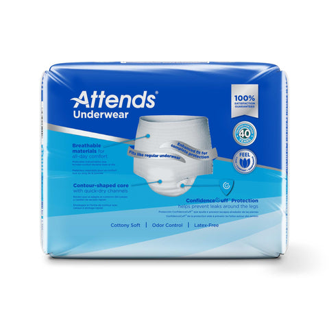 Absorbent Underwear Attends® Pull On with Tear Away Seams Adult Large Unisex Disposable Heavy Absorbency #APP0730