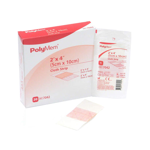 Adhesive Strip PolyMem® 1 X 3 Inch Polyurethane / Film Rectangle Pink / White Sterile