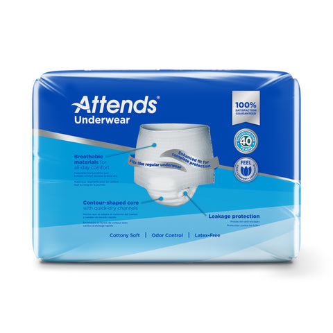 Absorbent Underwear Attends® Pull On with Tear Away Seams Adult Medium Unisex Disposable Heavy Absorbency #AP0720100