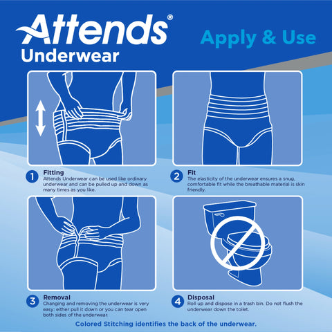 Absorbent Underwear Attends® Pull On with Tear Away Seams Adult Large Unisex Disposable Heavy Absorbency #AP0730100