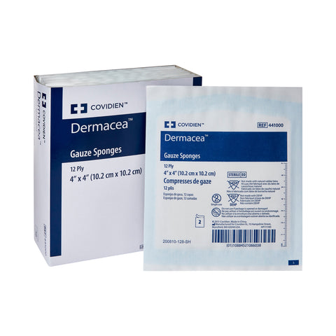Gauze Sponge Dermacea™ Cotton 12-Ply  Square Sterile