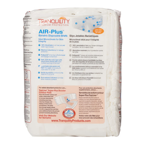 Incontinence Brief Tranquility® AIR-Plus™ Bariatric Adult 4 to 5X-Large Unisex Disposable Heavy Absorbency #2195