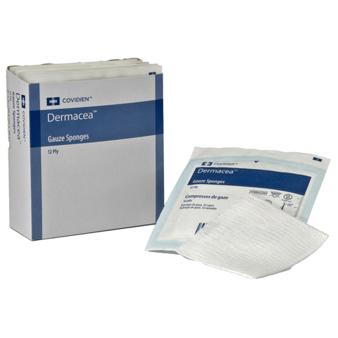 Gauze Sponge Dermacea™ Cotton 12-Ply  Square Sterile