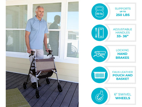 Signature Life Elite Travel Rollator #7670-CG, 1 EACH