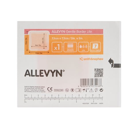Smith & Nephew Thin Foam Dressing Allevyn Gentle Border Lite 3 X 3 Inch With Border Film Backing Silicone Gel Adhesive Square Sterile #66800834