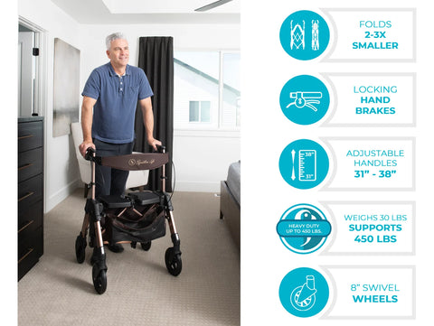 Signature Life Elite Travel Rollator HD #7680-CG, 1 EACH